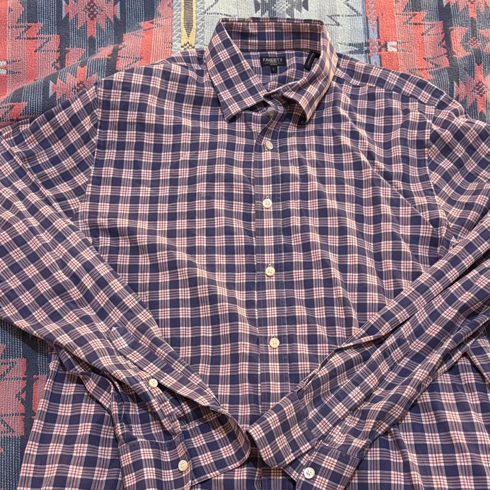 Faherty Reserve button down long sleeve shirt, size L, excellent condition